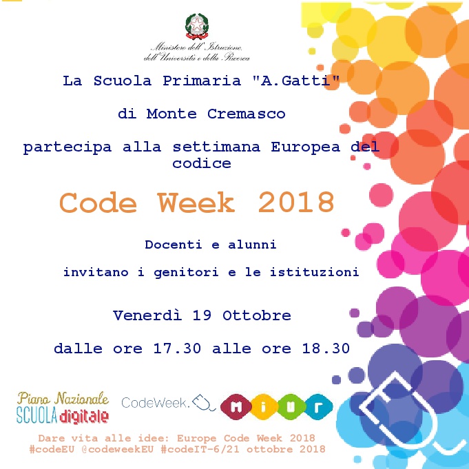 Giornata del codice scuola Primaria di Monte Cremasco