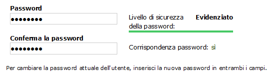 Caselle password e conferma password